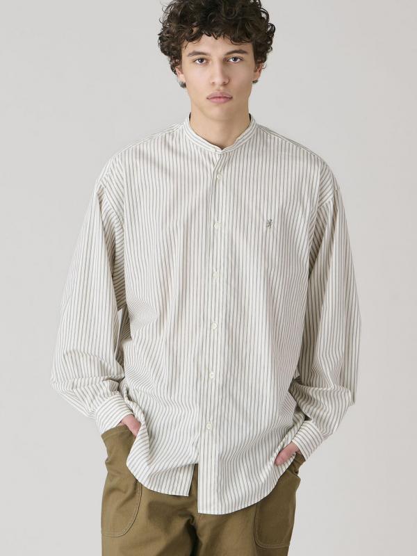Gymphlex | タイプライター バンドカラー 長袖シャツ STRIPE MEN
