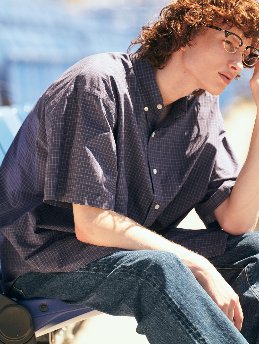 Gymphlex | コットンワッシャー ボタンダウン半袖シャツ CHECK MEN