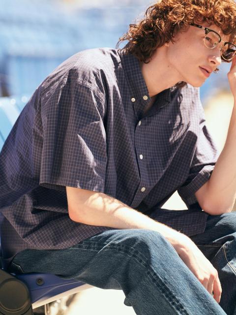 Gymphlex | コットンワッシャー ボタンダウン半袖シャツ CHECK MEN