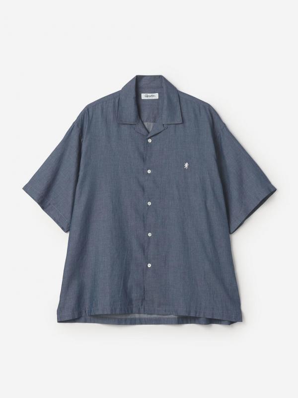 Gymphlex | シアーインディゴ 半袖オープンカラーシャツ MEN