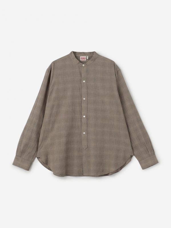 INDIA INDUSTRY | ファインラインチェック バンドカラーシャツ MEN