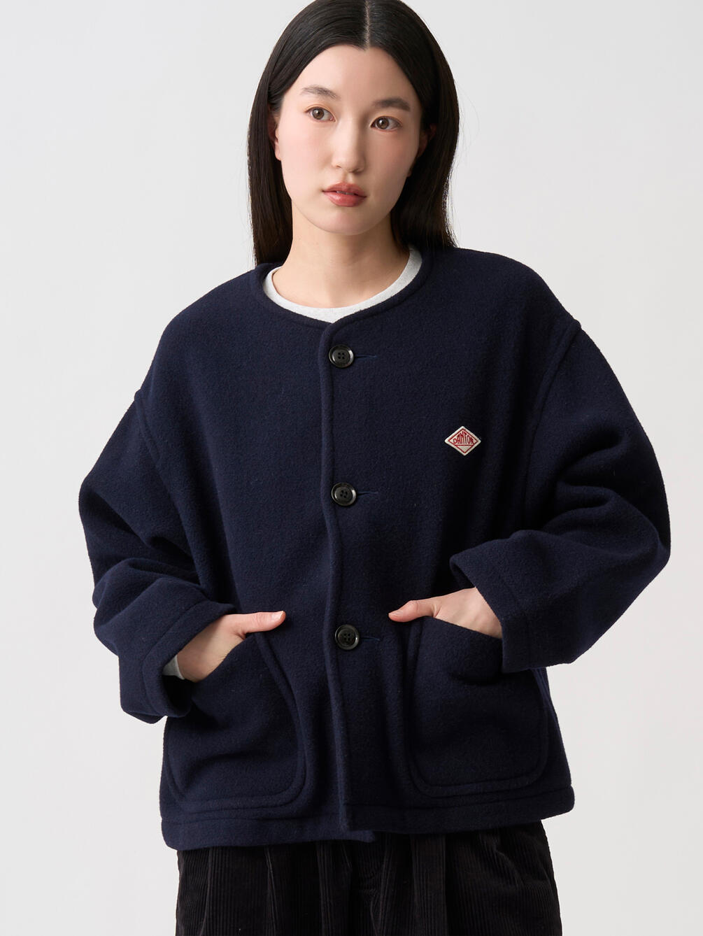 DANTON | ウールライトパイル カラーレスジャケット WOMEN