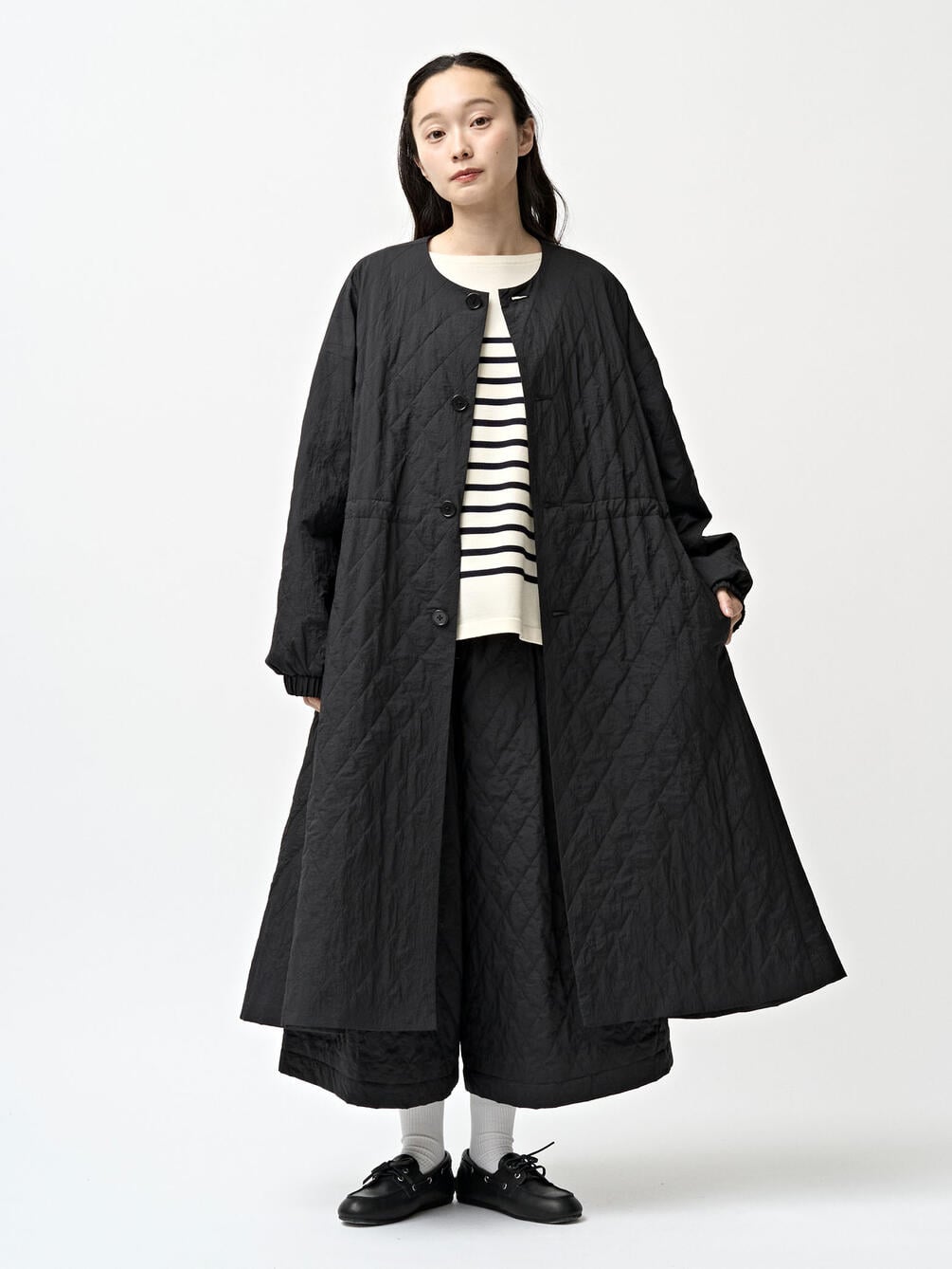 ORCIVAL | ナイロンワッシャー キルティングノーカラーコート WOMEN