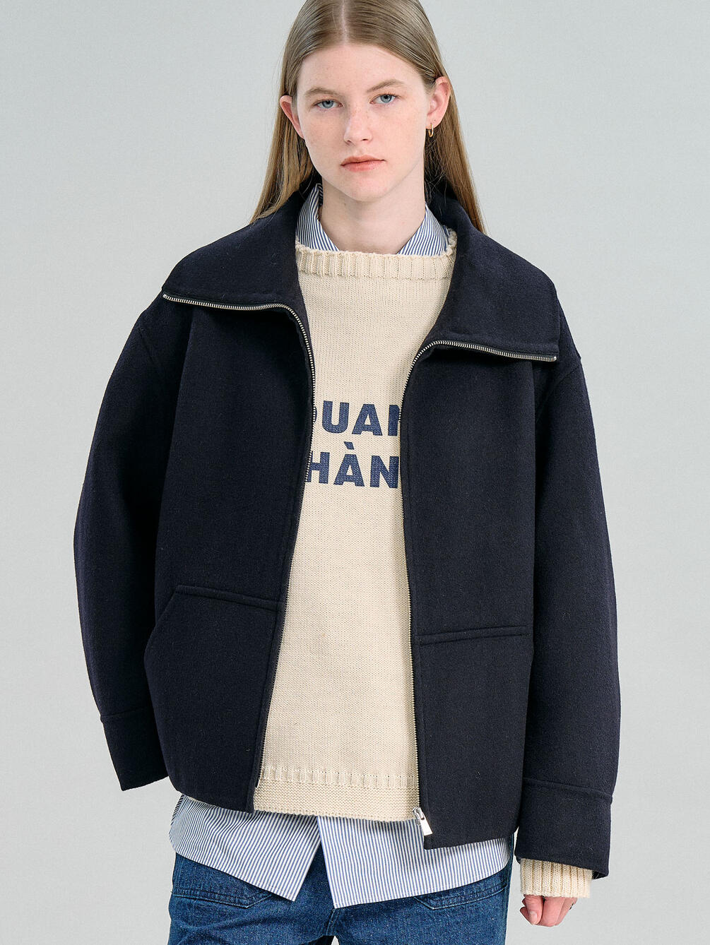 ORCIVAL | リバーウール ジップアップショートコート WOMEN