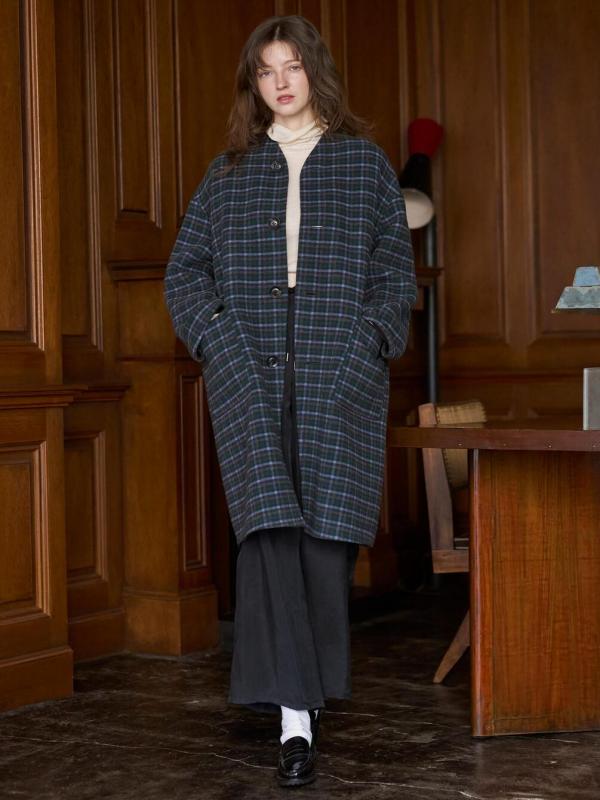 LE GLAZIK | ウールリバー ノーカラーコート WOMEN