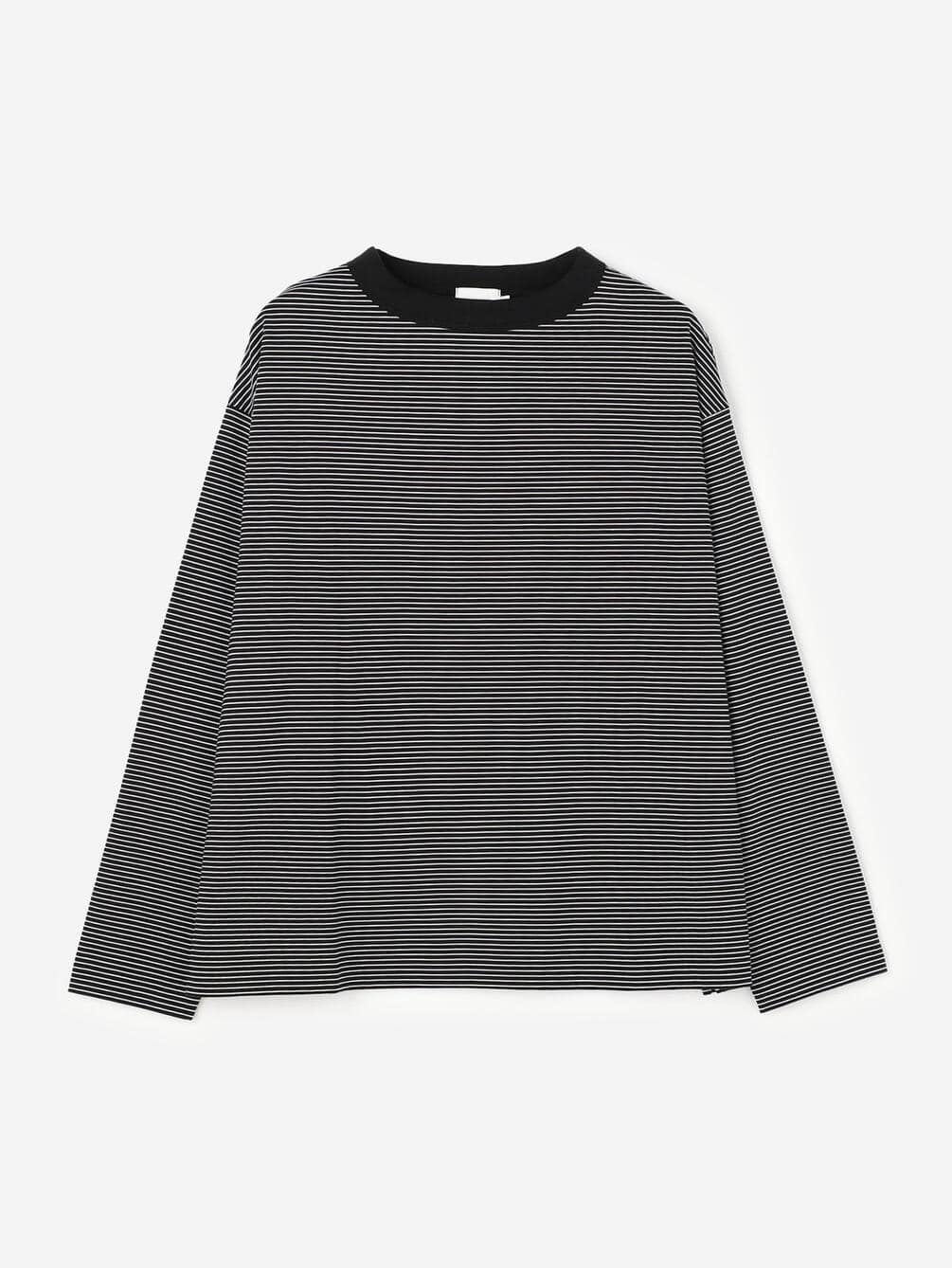 handvaerk | 60/2 ボトルネック長袖Tシャツ STRIPE WOMEN