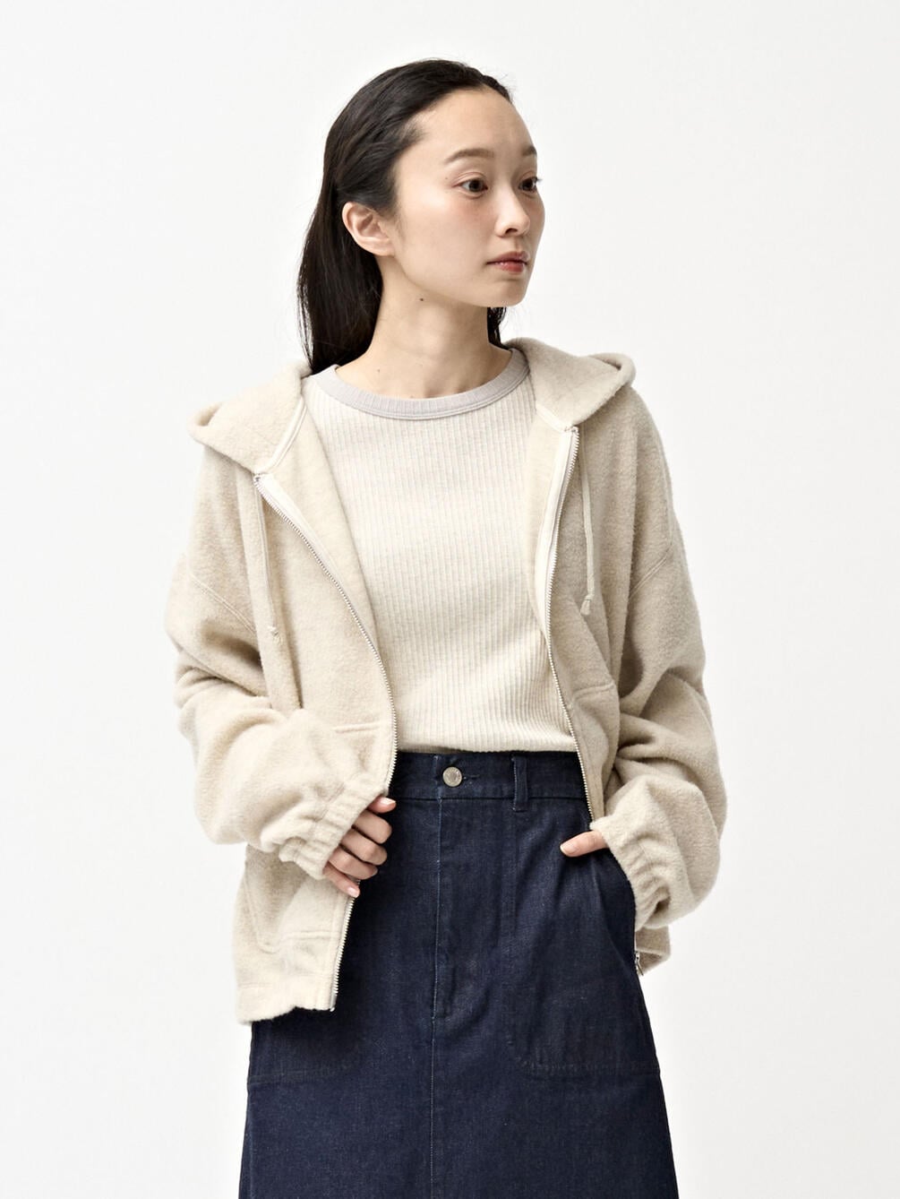 ORCIVAL | ブラッシュドフリース ジップパーカー WOMEN