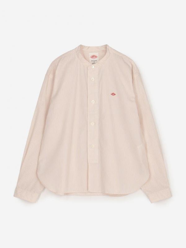 DANTON | コットンポプリン 長袖バンドカラーシャツ STRIPE WOMEN