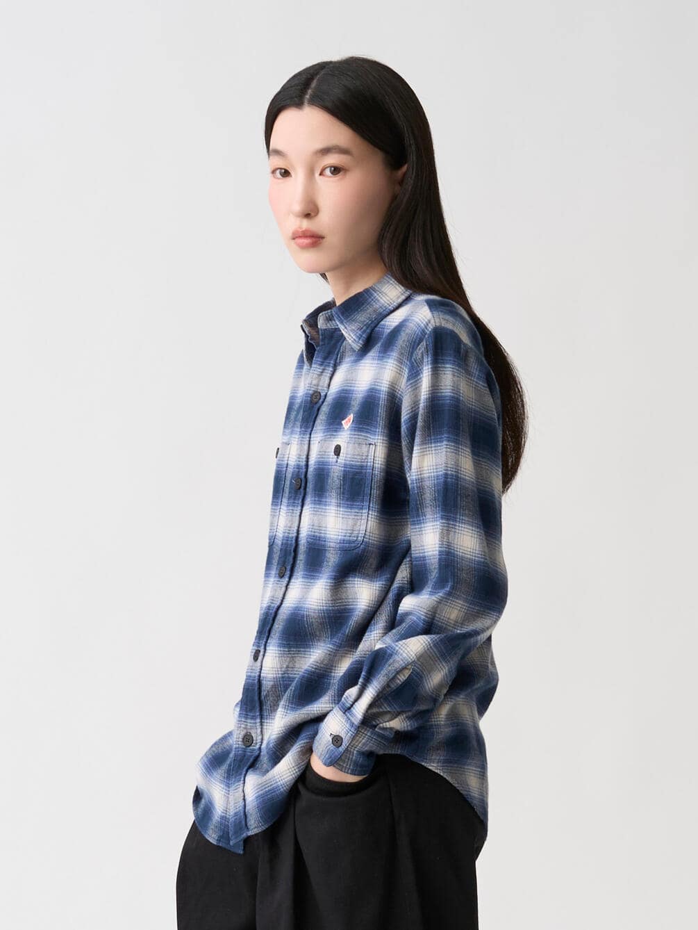 DANTON | フランネル レギュラーカラー長袖シャツ WOMEN