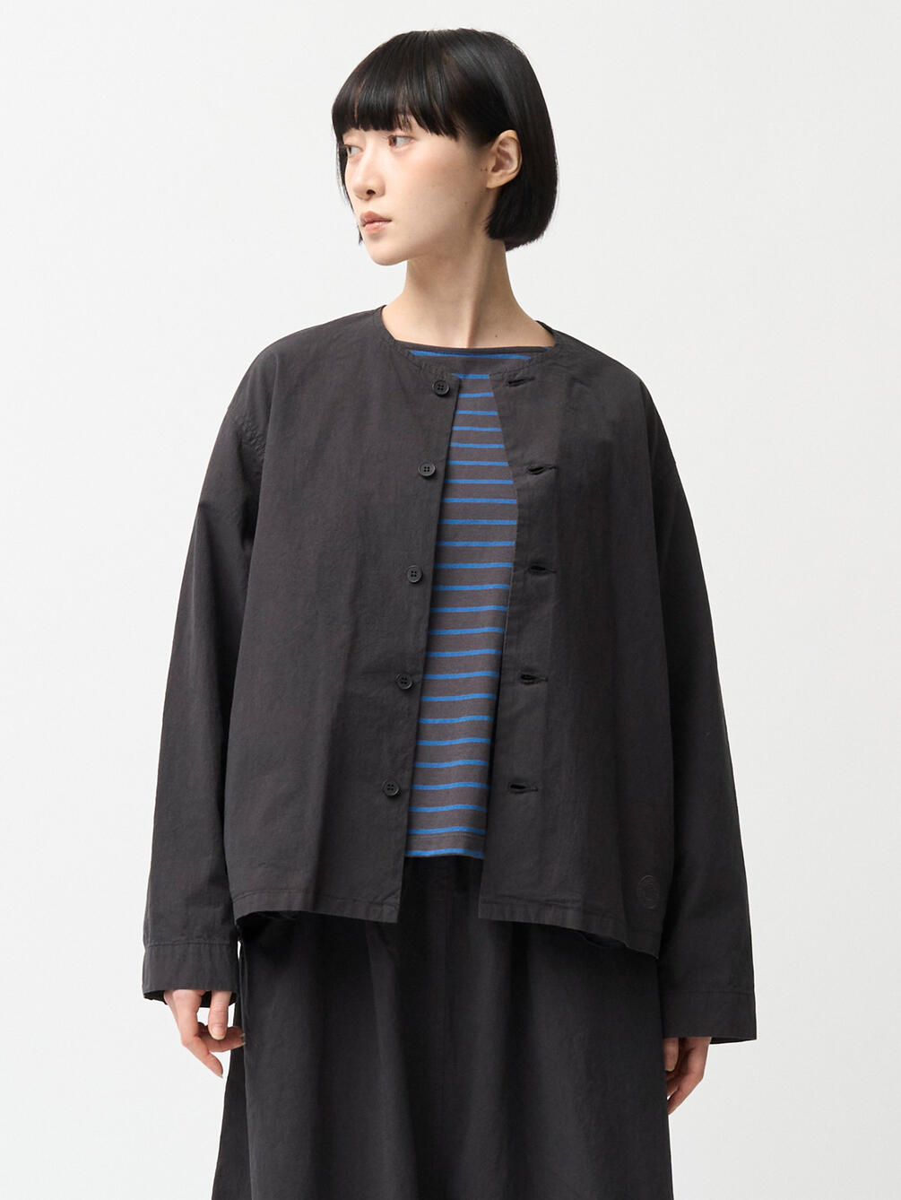 ORCIVAL | コットンツイル ノーカラー シャツ WOMEN