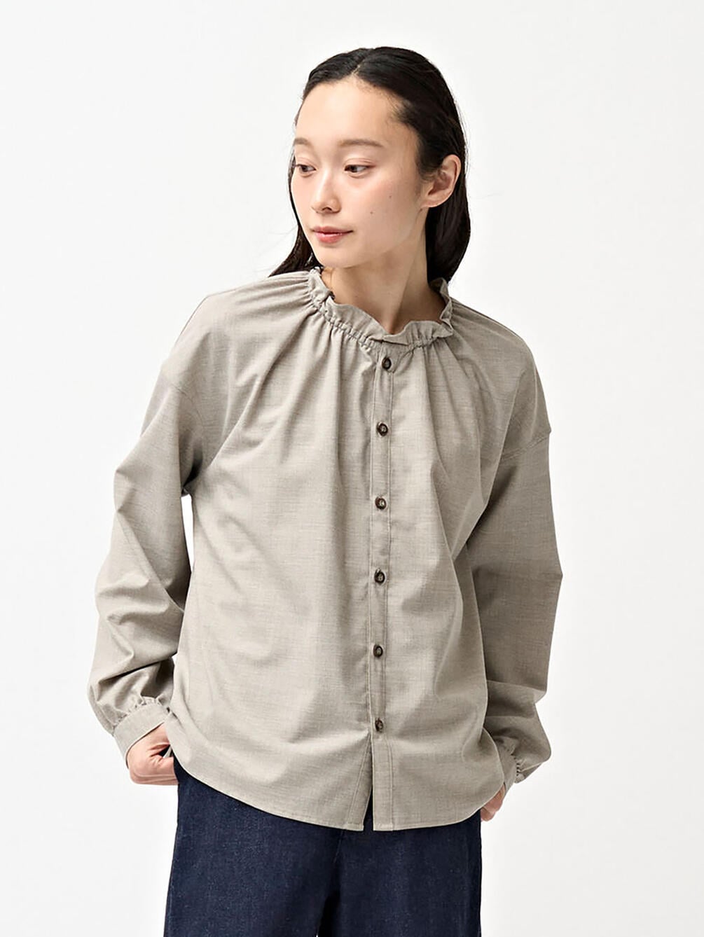 ORCIVAL | ストレッチブロード ギャザーシャツ WOMEN