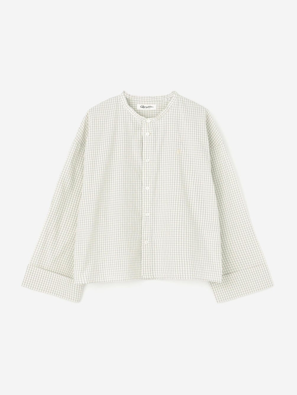 Gymphlex | コットンチェック バンドカラーシャツ ECRU WOMEN