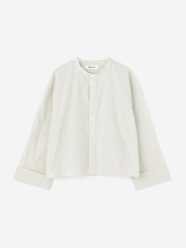 Gymphlex | コットンチェック バンドカラーシャツ ECRU WOMEN