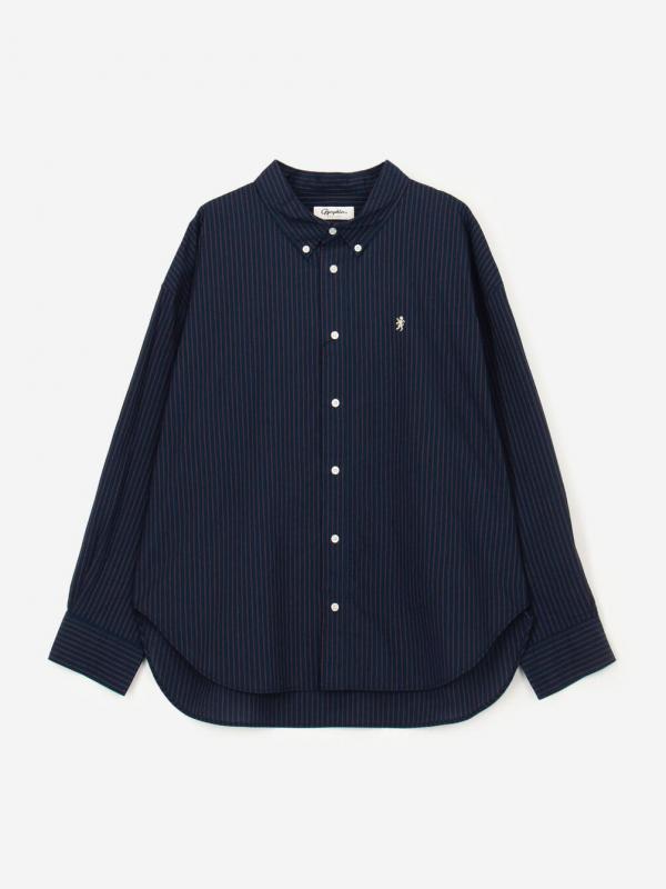 Gymphlex | コットンポプリンストライプ ボタンダウンシャツ WOMEN