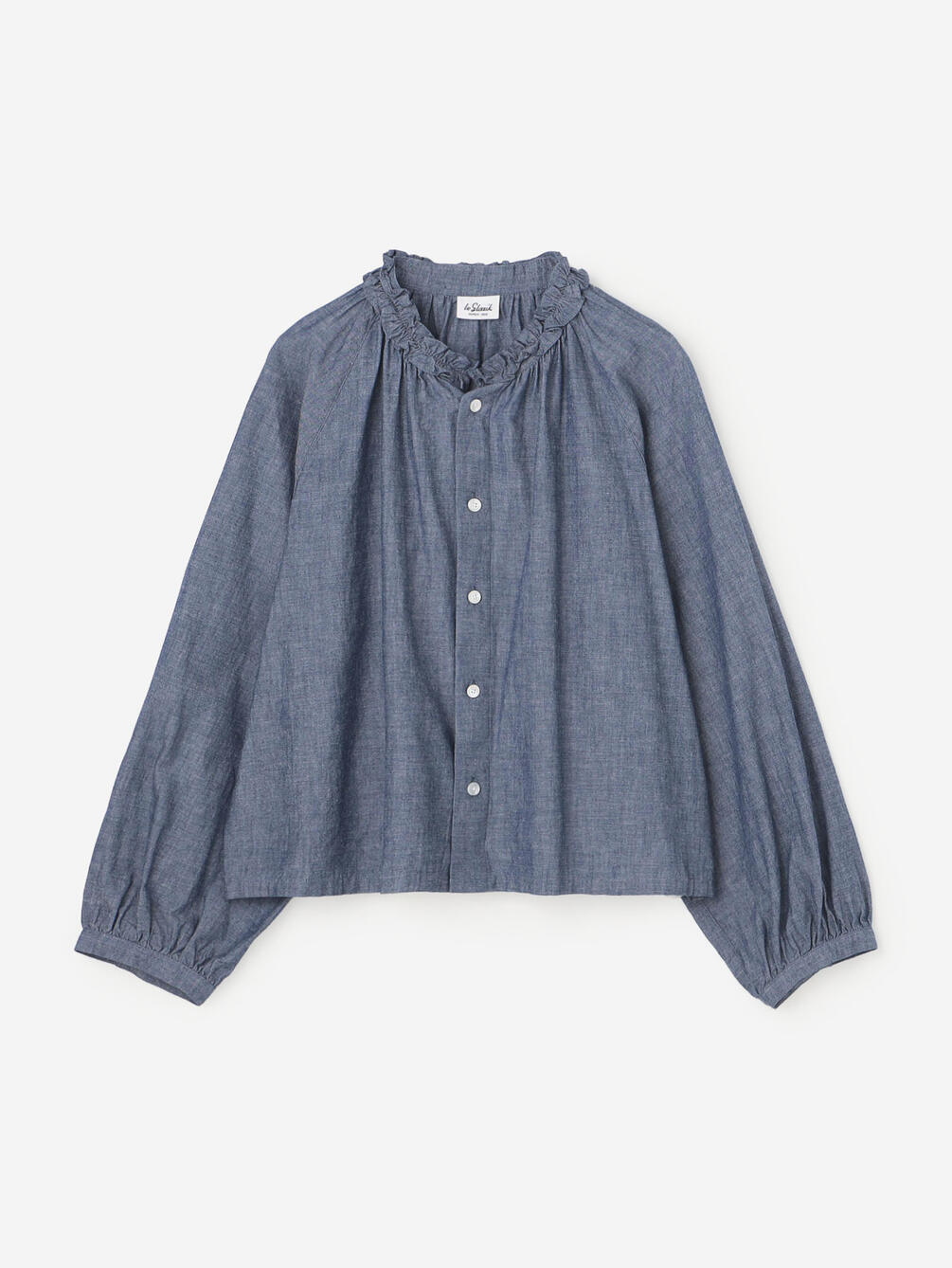 LE GLAZIK | インディゴダンガリー ラッフルシャツ WOMEN
