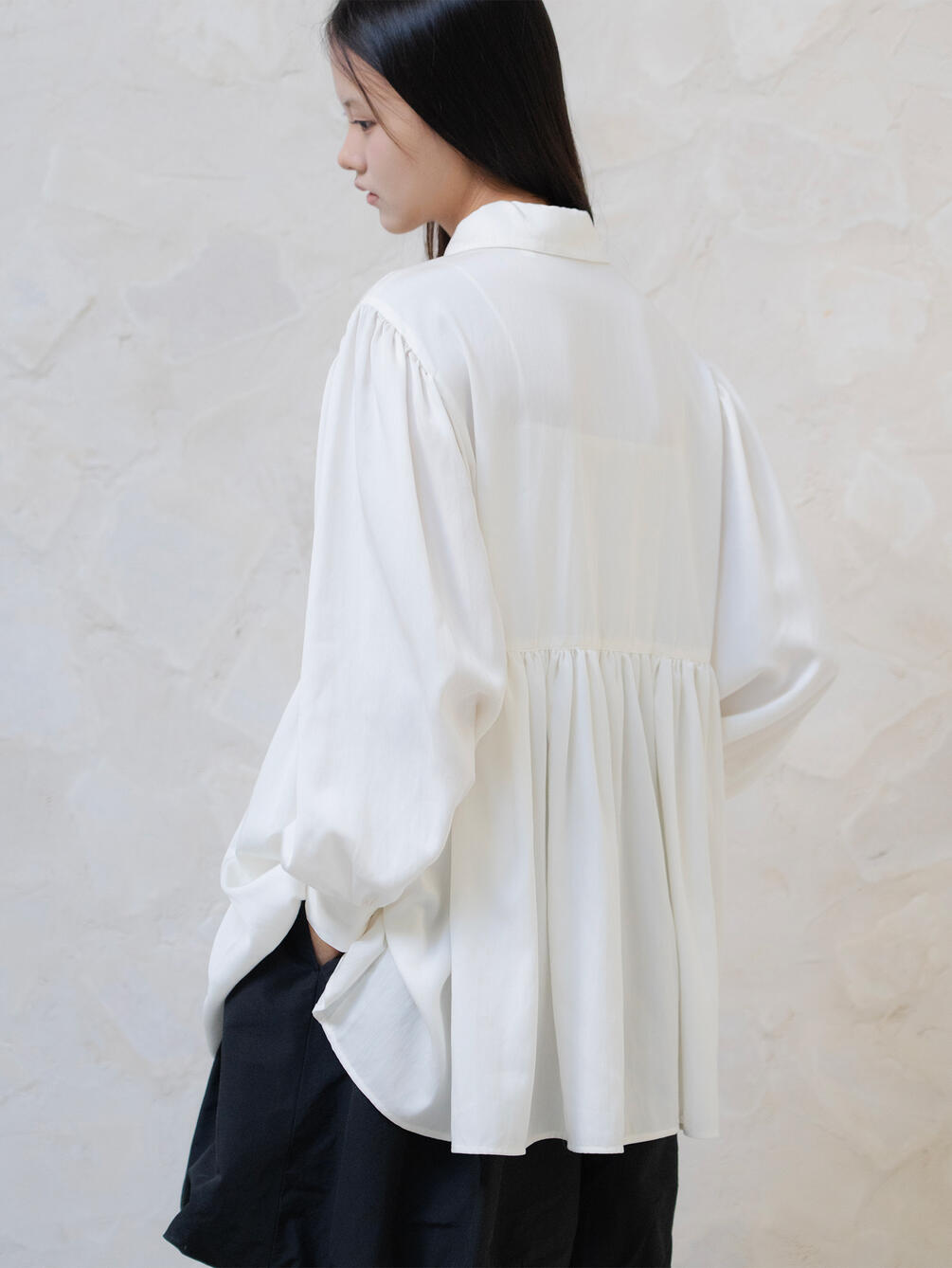 DANTON × eunoia | ツイル 丸襟シャツ WOMEN