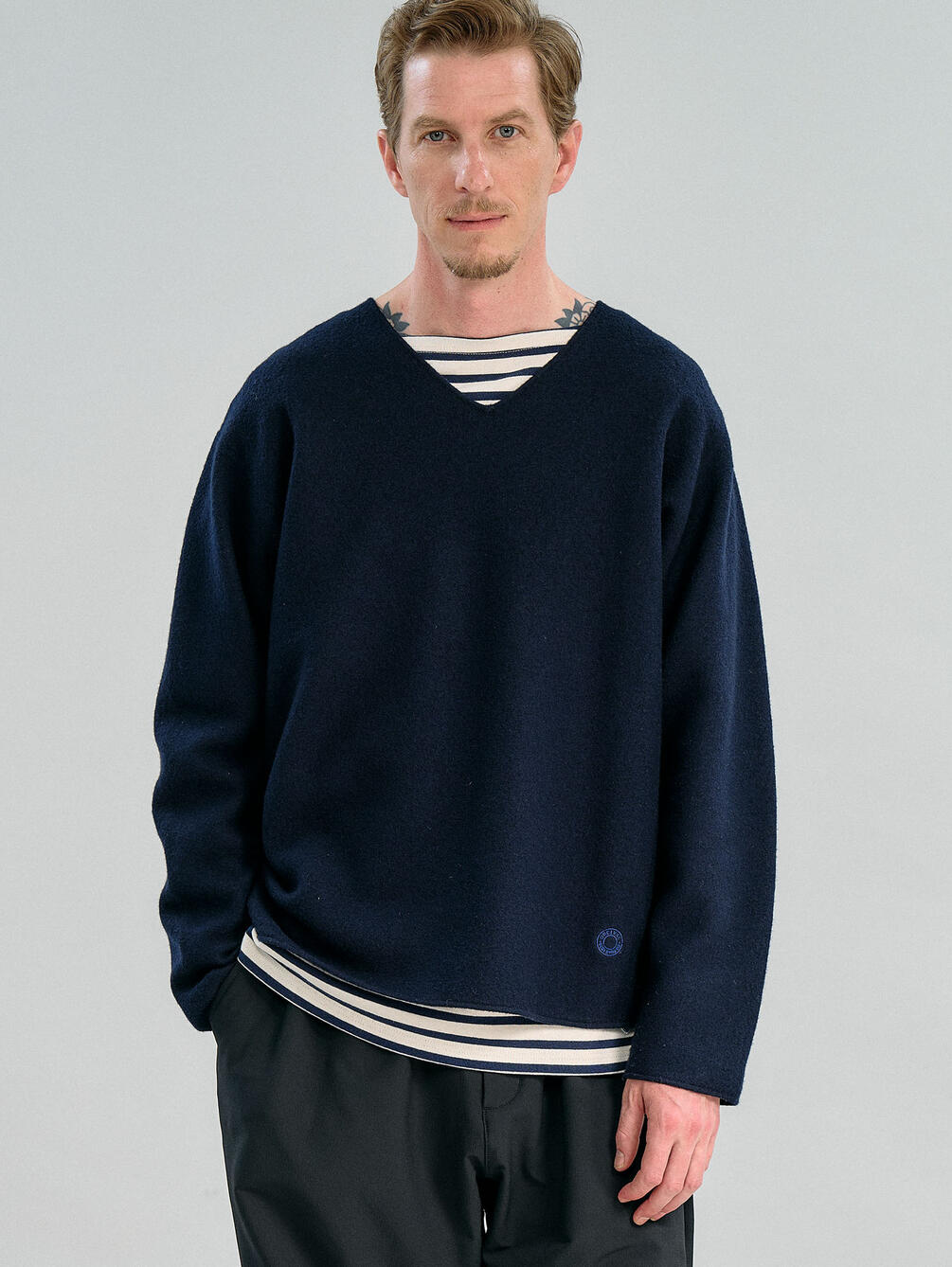 ORCIVAL | ウールジャージー Vネックニットプルオーバー MEN