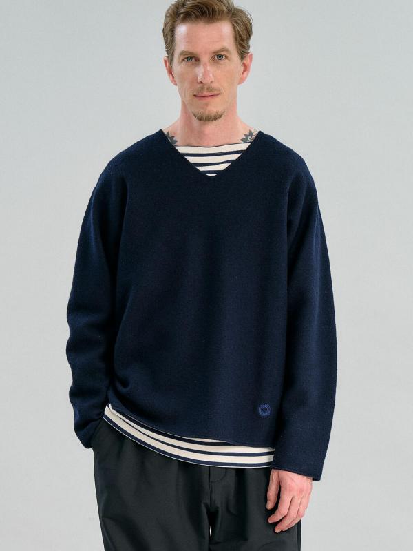 ORCIVAL | ウールジャージー Vネックニットプルオーバー MEN