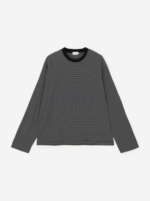 handvaerk | 60/2 コットン クルーネック長袖Tシャツ STRIPE MEN