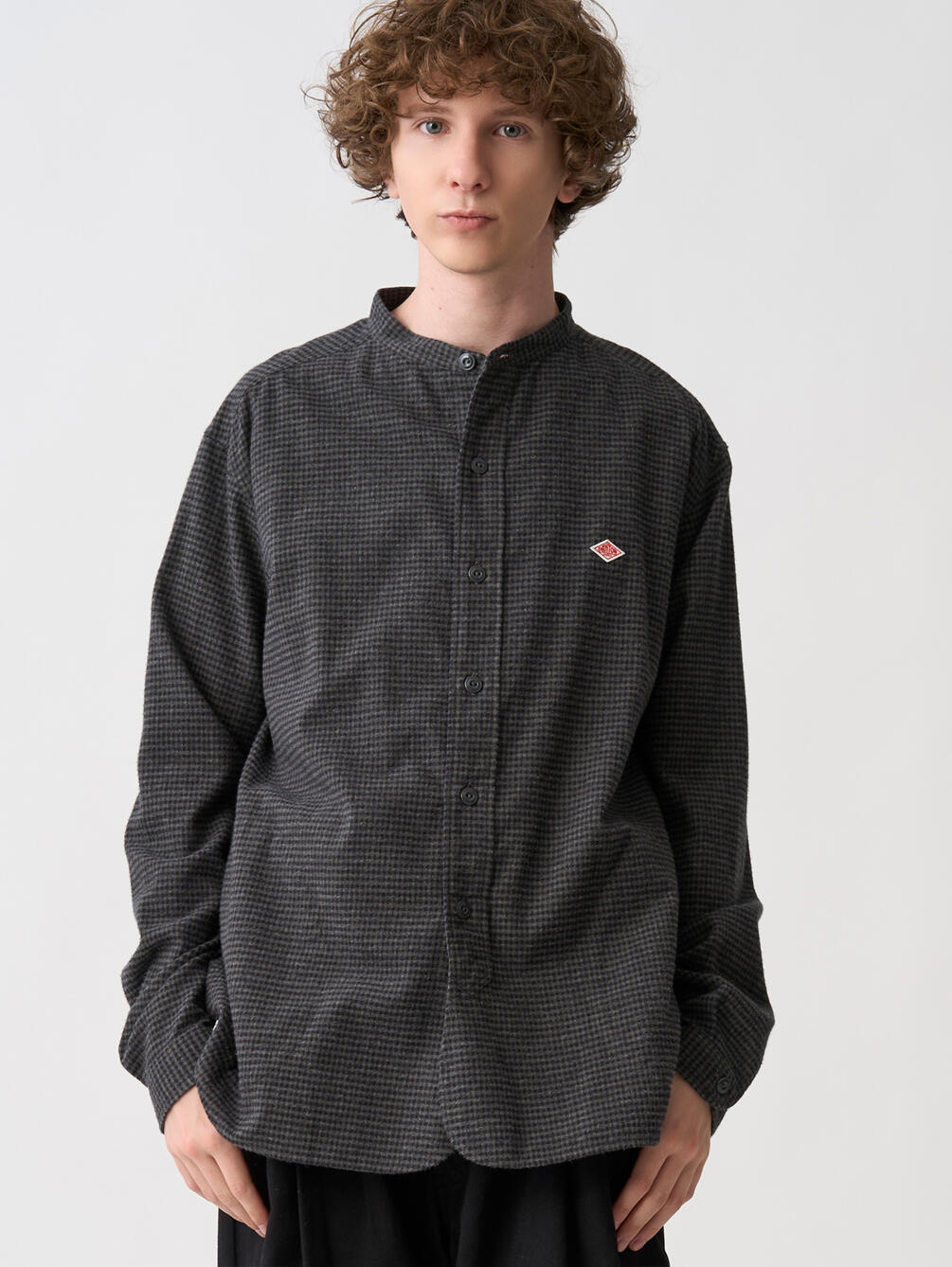 DANTON | コットンフランネル バンドカラーシャツ CHECK MEN