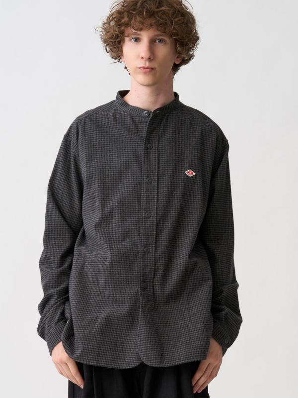 DANTON | コットンフランネル バンドカラーシャツ CHECK MEN