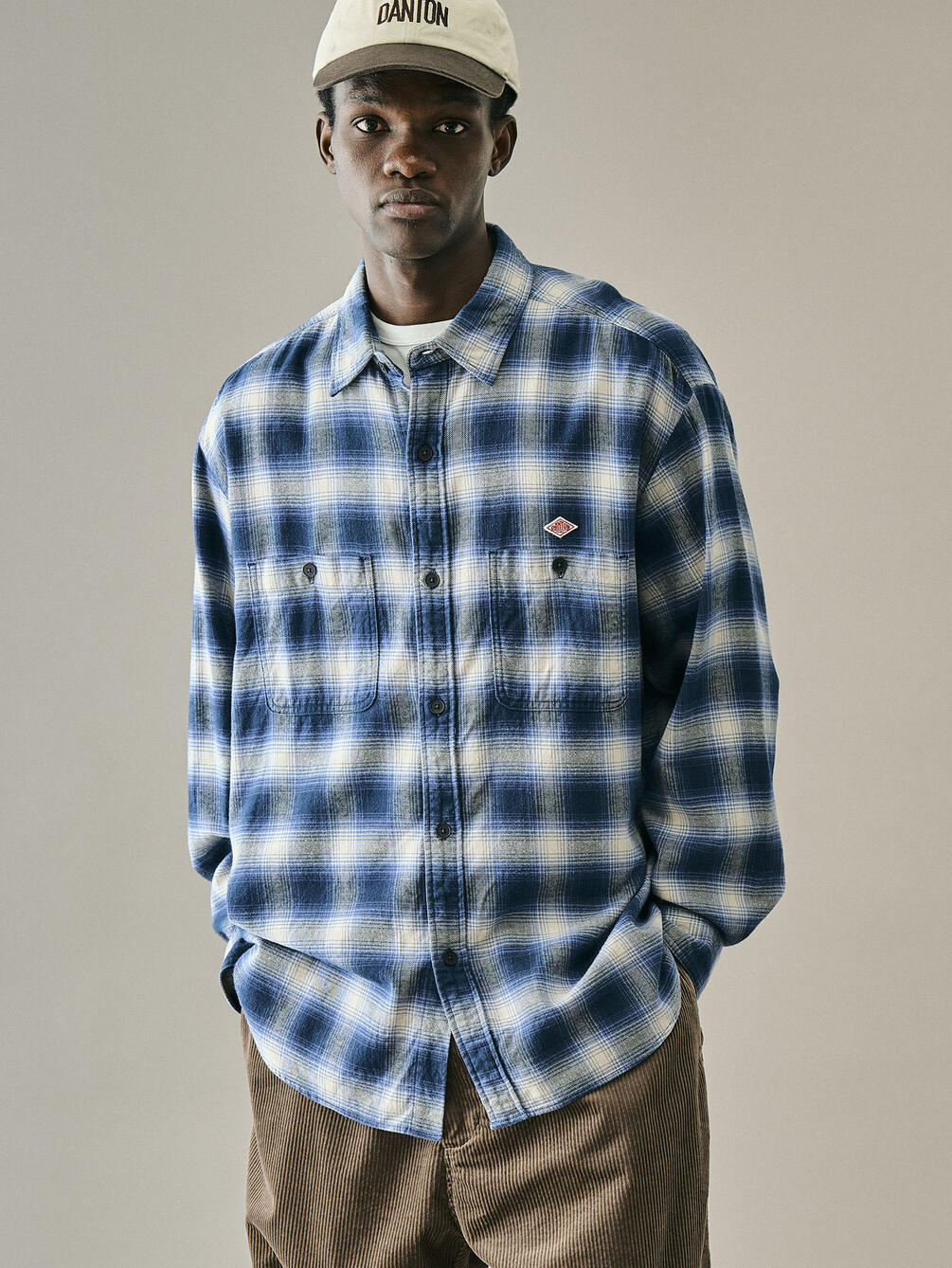 DANTON | フランネル レギュラーカラー長袖シャツ MEN