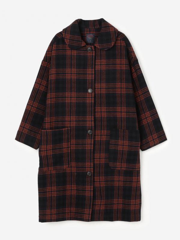 GALLEGO DESPORTES | ラウンドカラー ウールコート CHECK WOMEN