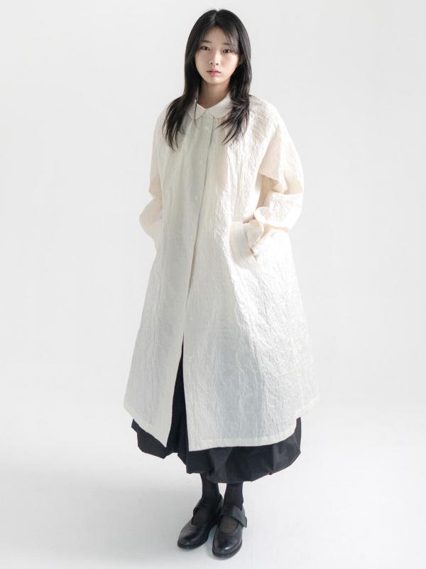 eunoia | ジャガード ラウンドカラーロングコート WOMEN