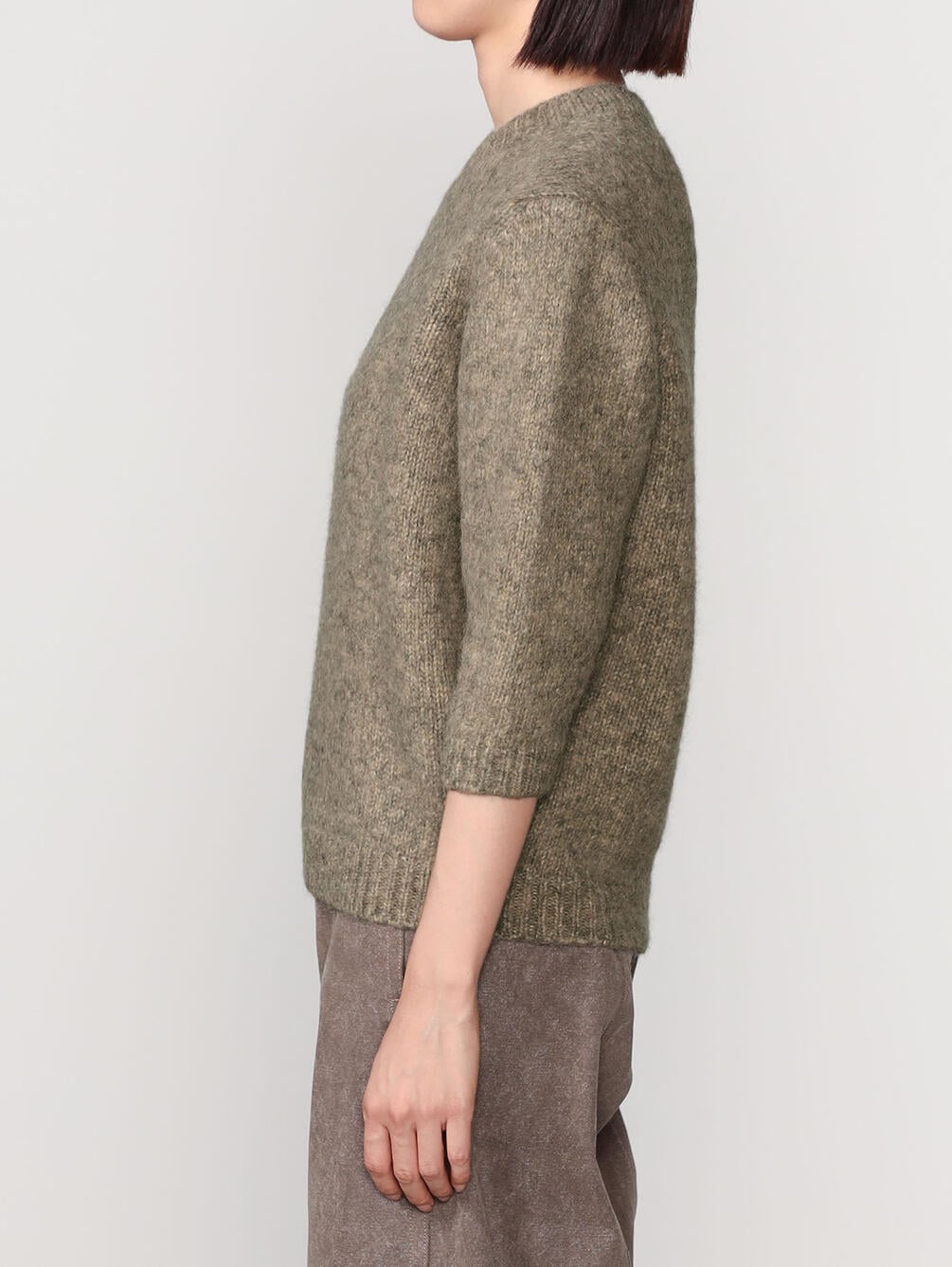 launen manoogian ニット LAUREN MANOOGIAN | クルーネック 5分袖ニットプルオーバー WOMEN