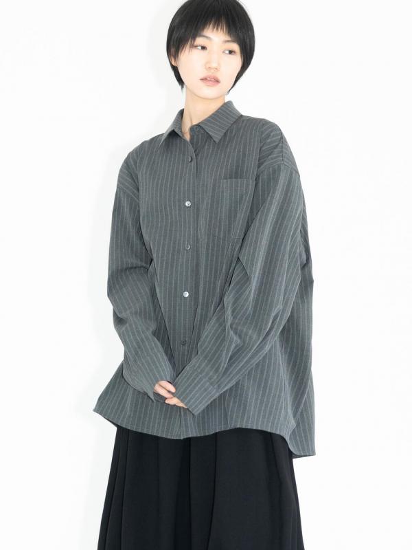 eunoia | ウールライク ストライプシャツ WOMEN