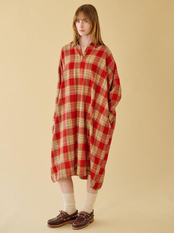 GALLEGO DESPORTES | ウールチェック ラグランスリーブドレス WOMEN