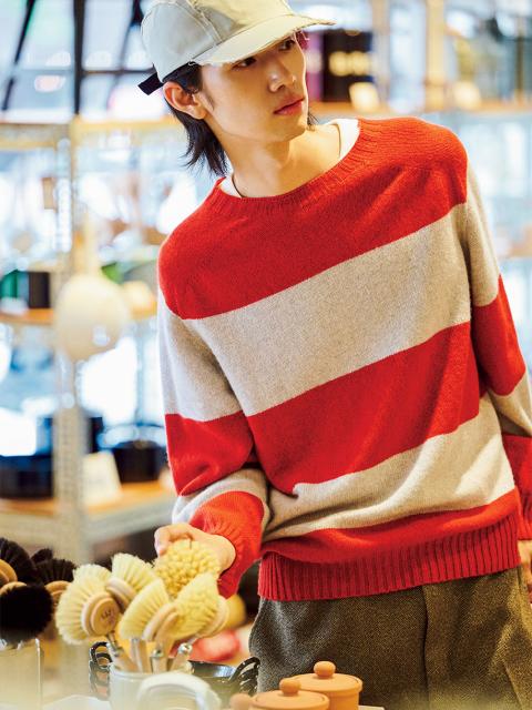 MORRIS & SONS | ブロックストライプクルーネックセーター MEN