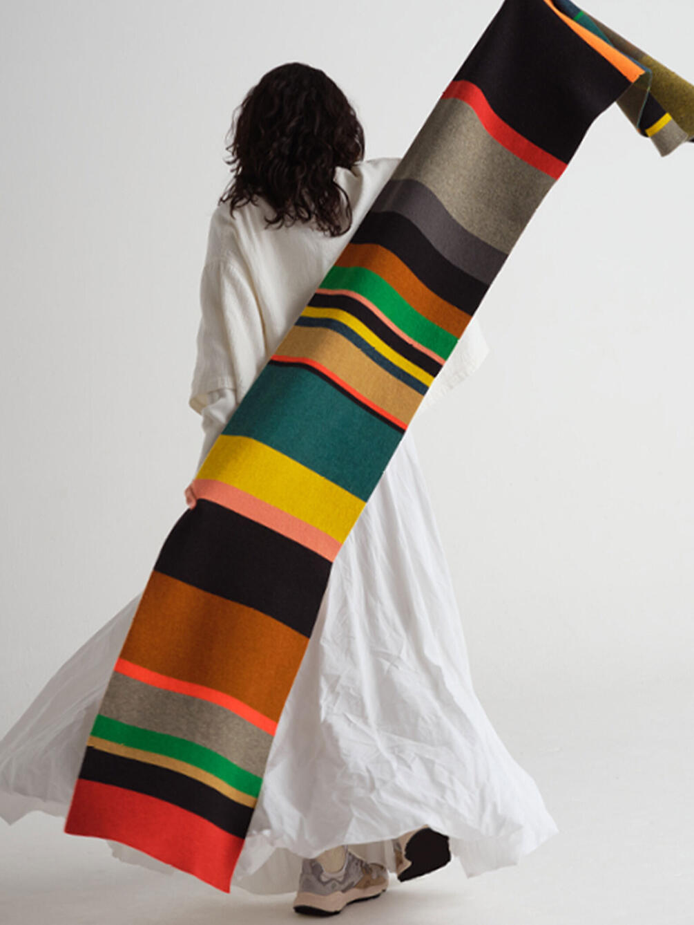 Jo Gordon | ウール マルチカラーストライプ 大判マフラー UNISEX