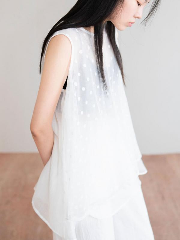 eunoia｜レイヤード ドットノースリーブブラウス WOMEN