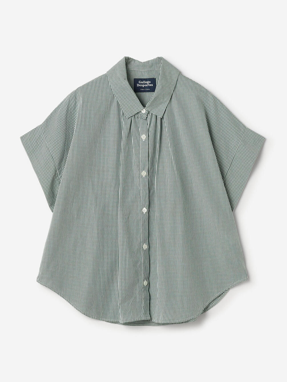 GALLEGO DESPORTES | コットン ショートスリーブシャツ GREEN CHECK WOMEN