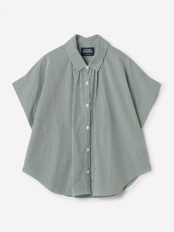 GALLEGO DESPORTES | コットン ショートスリーブシャツ GREEN CHECK WOMEN