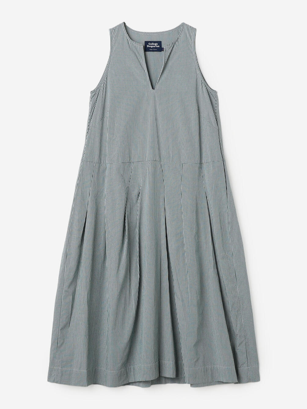 GALLEGO DESPORTES | コットン ノースリーブ ロングワンピース GREEN CHECK WOMEN