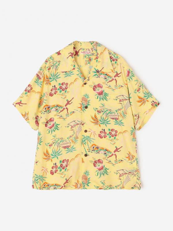 SUN SURF ハワイアンプリント　長袖シャツ　Bshop SUN SURF | ハワイアンシャツ “HISTORY OF THE ISLANDS” MEN