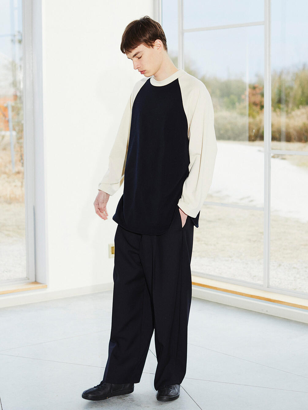 Blurhms コットンシルク ベースボール長袖tシャツ Men Blurhms コットンシルク ベースボール長袖tシャツ Men