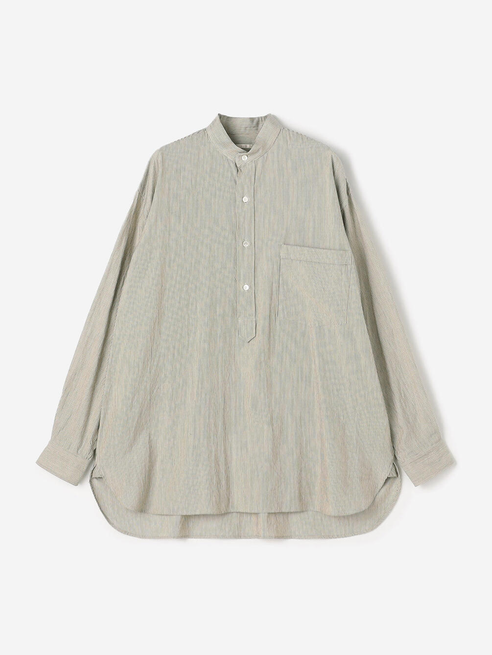 COMOLI | コットンカシミヤ ストライプ プルオーバーシャツ MEN