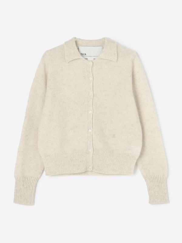 美品　カーラ　CARLA　レディース　ノーカラーカーディガン　F　ホワイト 美品 カーラ CARLA レディース ノーカラーカーディガン F