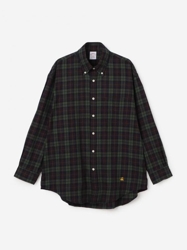 Brooks Brothers |〈別注〉コットンフランネル ポロカラーボタンダウンシャツ GREEN WOMEN