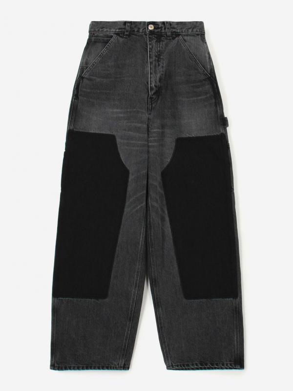 INSCRIRE | ブラックデニム ダブルニーパンツ WOMEN