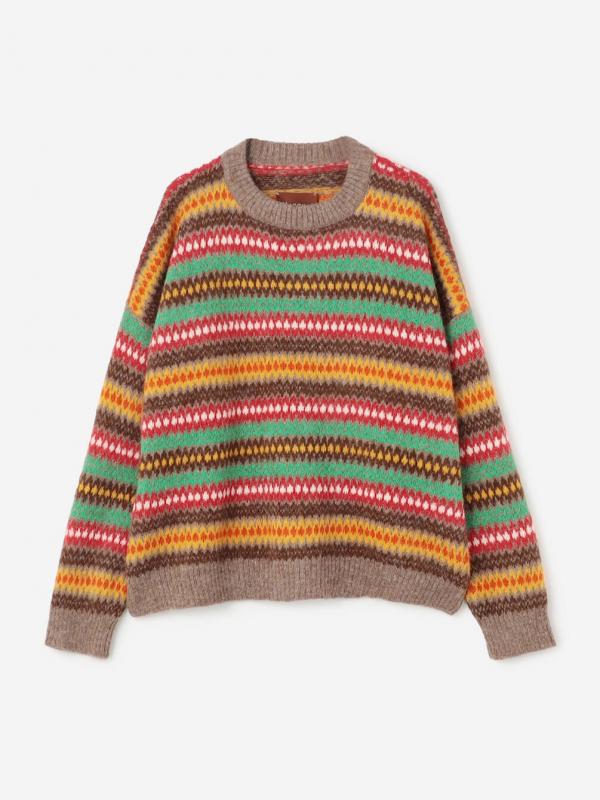 monitaly | フェアアイル ニットプルオーバー BROWN MEN