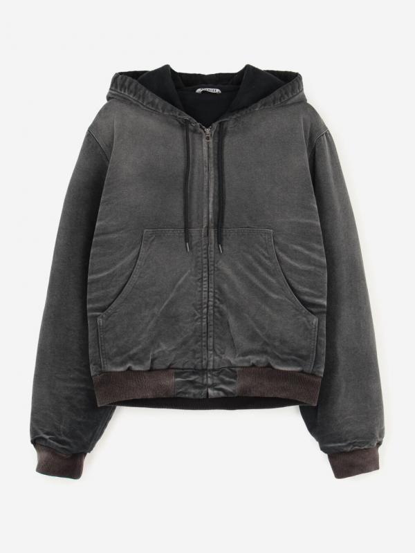 AURALEE | PRODUCT DYED ORGANIC COTTON DUCK SHORT ZIP PARKA MEN