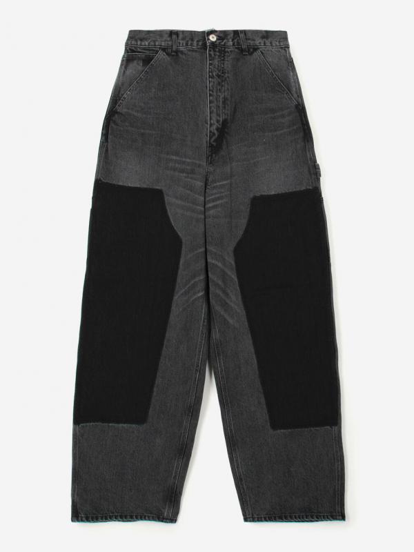 INSCRIRE | ブラックデニム ダブルニーパンツ MEN