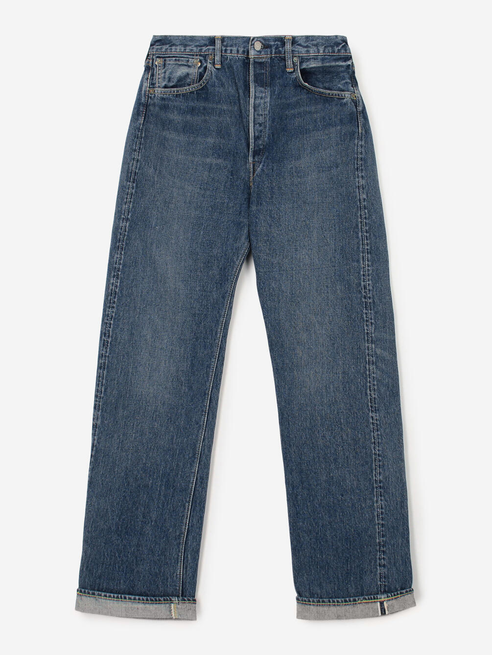 パンツ AURALEE SP24 SELVEDGE FADED LIGHT DENIM Auralee Selvedge Faded Light Denim Pants in Indigo Curated