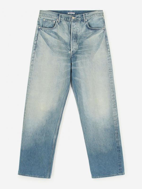 AURALEE | SELVEDGE FADED HEAVY DENIM WIDE PANTS MEN