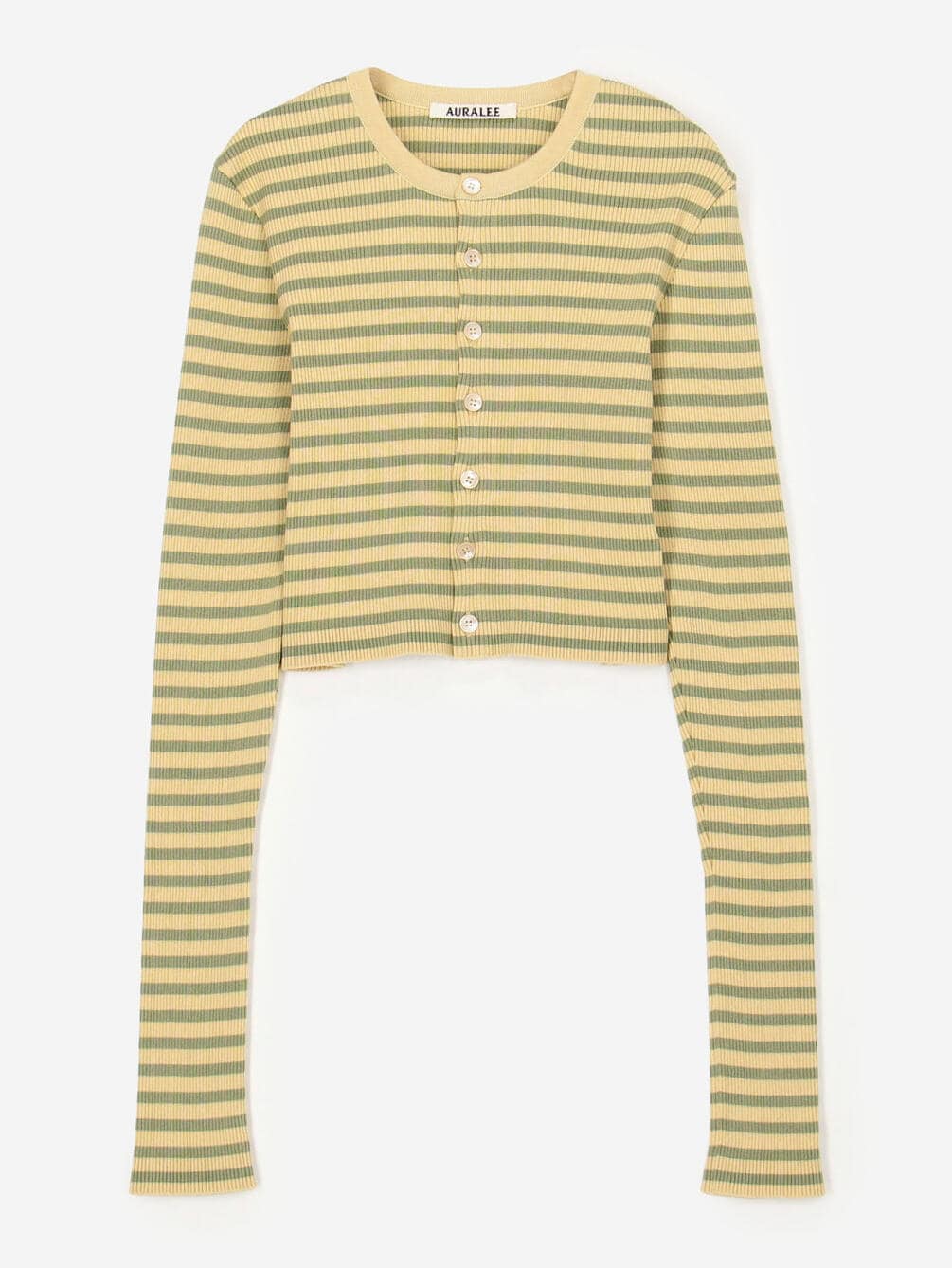 AURALEE | COTTON HIGH GAUGE RIB KNIT CROPPED CREW NECK CARDIGAN WOMEN