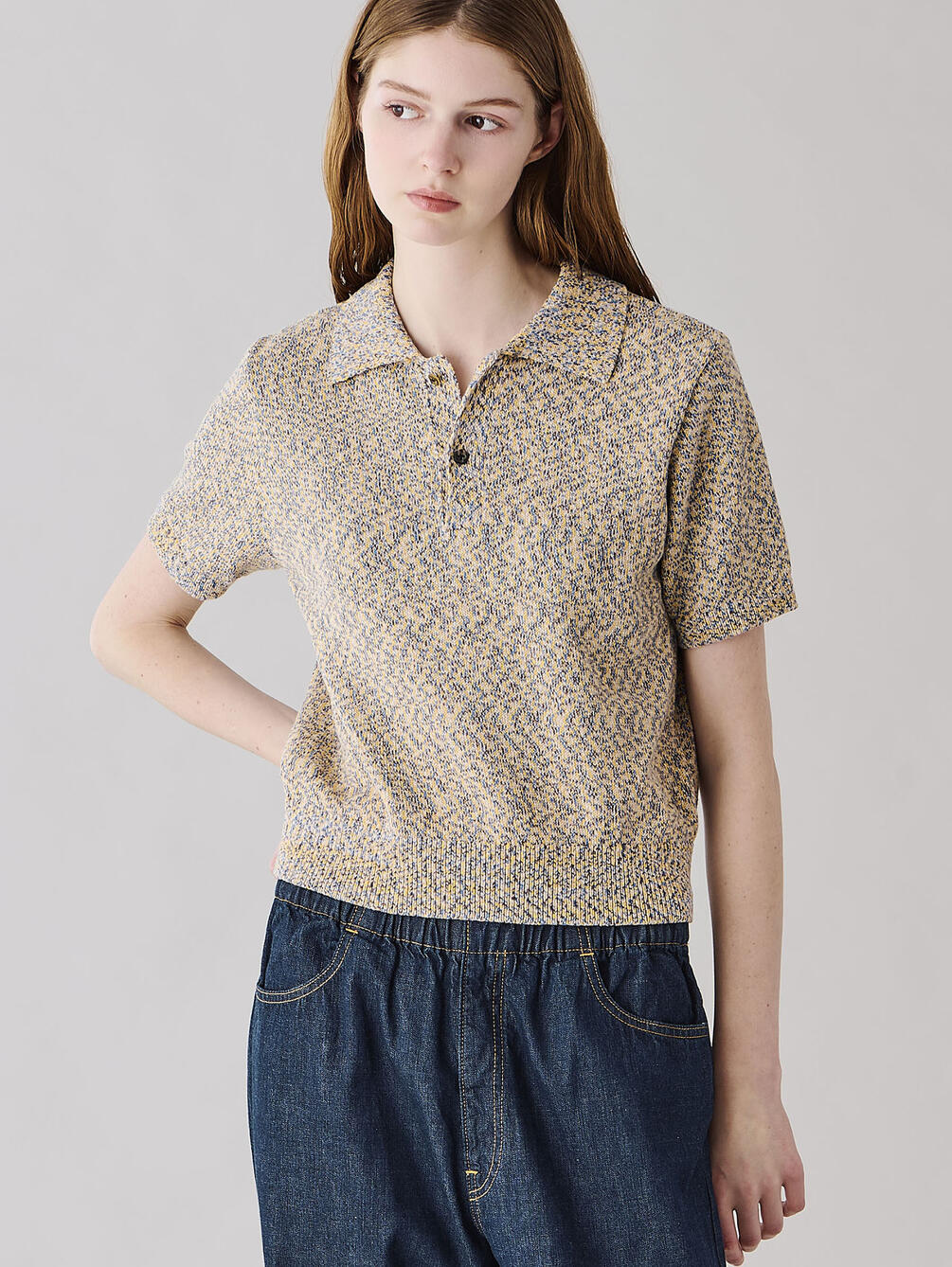 COOHEM | マルチカラー コットンニットポロ WOMEN